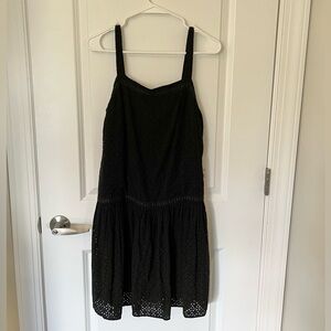 Three Dots Black Eyelet Mini Dress